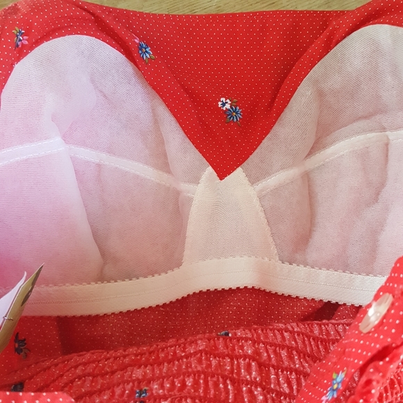 Vintage 1970's 1980's Cotton Floral Polka Dot Sundress - Picture 6 of 8